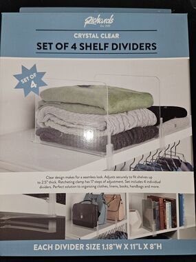 Richards Crystal Clear Shelf Dividers - Clear (Set of 4)